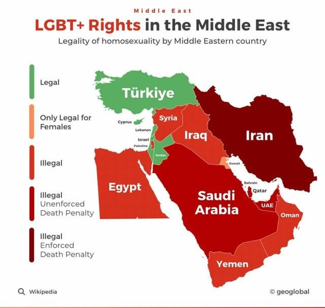 Infographic on LGBT+ rights in the middle east