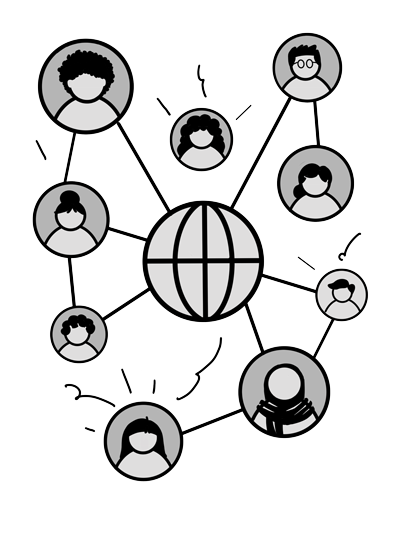 Network illustration with people at nodes