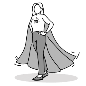 Empowered woman in a cape illustration