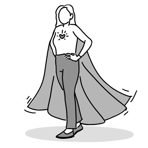 Empowered woman in a cape illustration