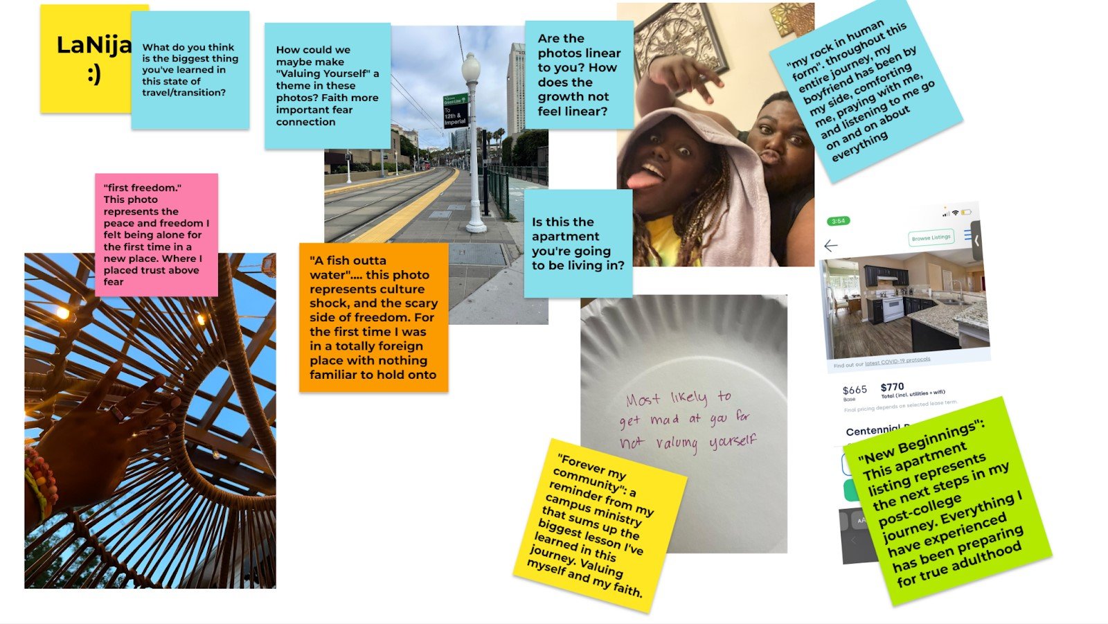 un montage de photos et des post it notes comme exemple de photovoice 