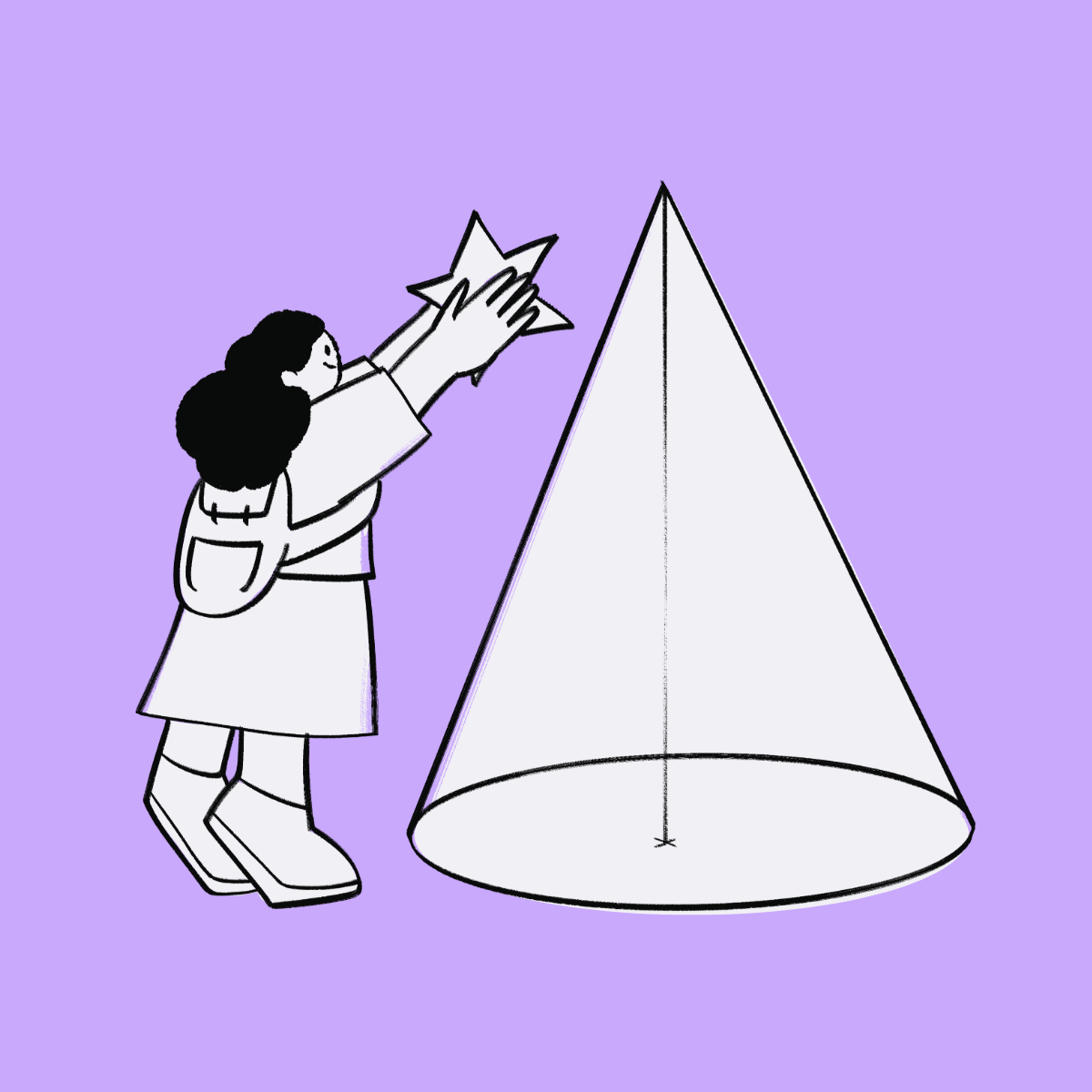 Person reaching for a star beside a cone